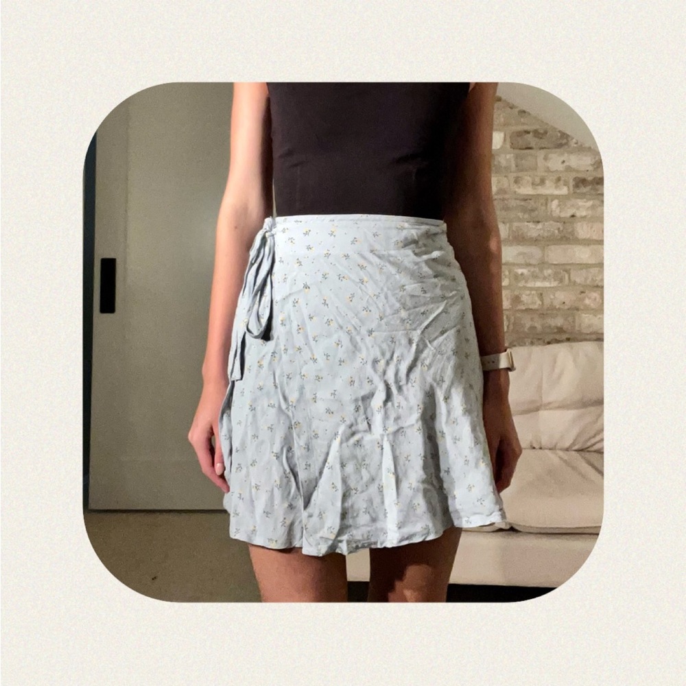Light Blue Brandy Melville wrap mini skirt
